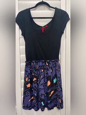 5/48 Black Top with Abstract Print Dress